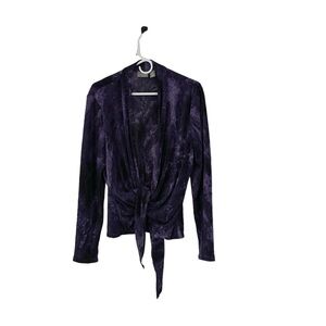 *Travelers By Chico’s Size 3 (Regular 16) Purple Tie-Dye Ribbed Tie Front Blouse